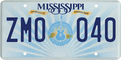 MS license plate ZMO040