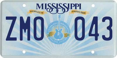 MS license plate ZMO043