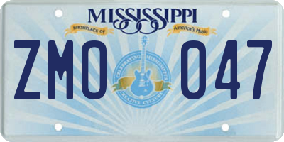 MS license plate ZMO047
