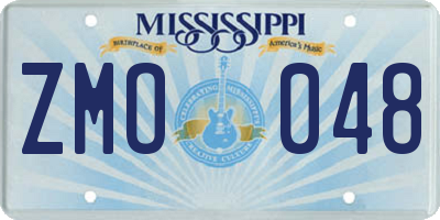MS license plate ZMO048