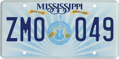 MS license plate ZMO049