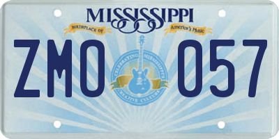 MS license plate ZMO057