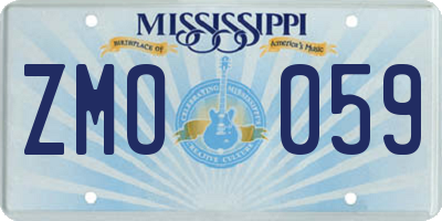 MS license plate ZMO059