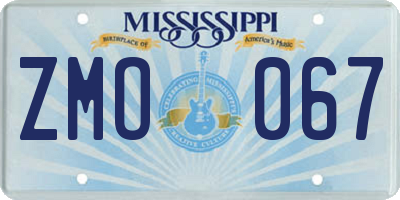 MS license plate ZMO067