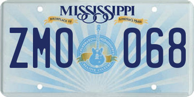 MS license plate ZMO068