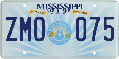 MS license plate ZMO075