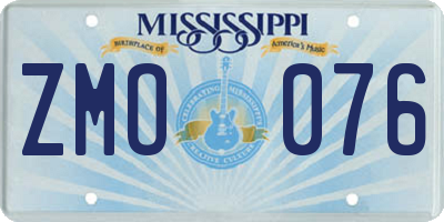 MS license plate ZMO076