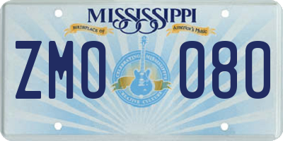 MS license plate ZMO080