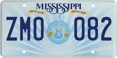MS license plate ZMO082