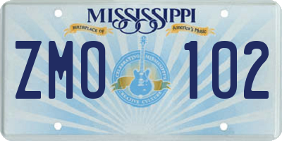 MS license plate ZMO102
