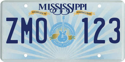 MS license plate ZMO123