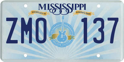 MS license plate ZMO137