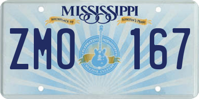 MS license plate ZMO167