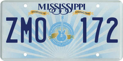 MS license plate ZMO172