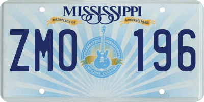 MS license plate ZMO196