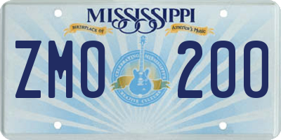MS license plate ZMO200