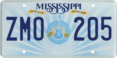 MS license plate ZMO205