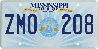 MS license plate ZMO208