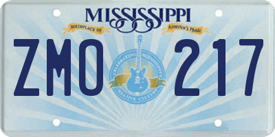 MS license plate ZMO217