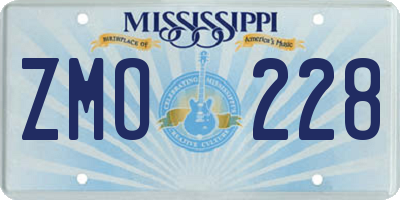 MS license plate ZMO228