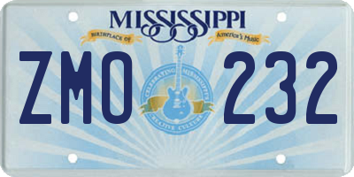 MS license plate ZMO232