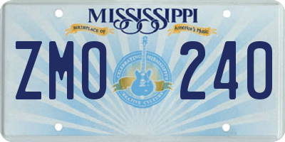 MS license plate ZMO240