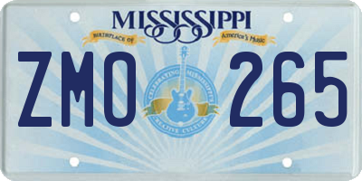 MS license plate ZMO265