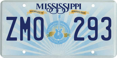 MS license plate ZMO293