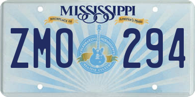 MS license plate ZMO294