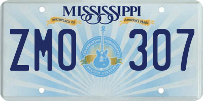 MS license plate ZMO307