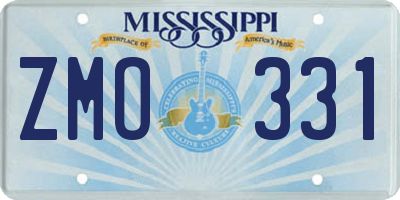 MS license plate ZMO331