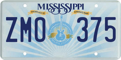 MS license plate ZMO375