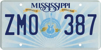 MS license plate ZMO387
