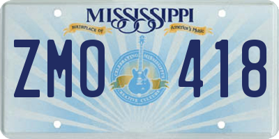 MS license plate ZMO418