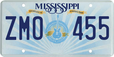 MS license plate ZMO455