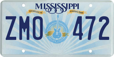 MS license plate ZMO472
