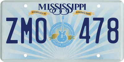 MS license plate ZMO478