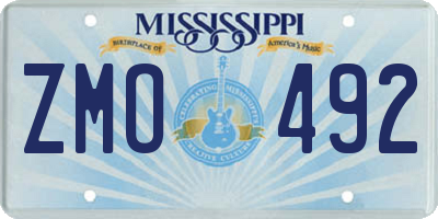 MS license plate ZMO492