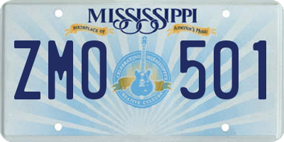 MS license plate ZMO501