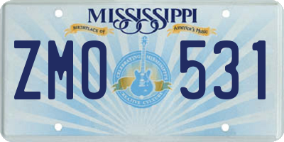 MS license plate ZMO531