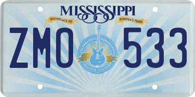 MS license plate ZMO533
