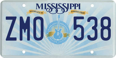 MS license plate ZMO538