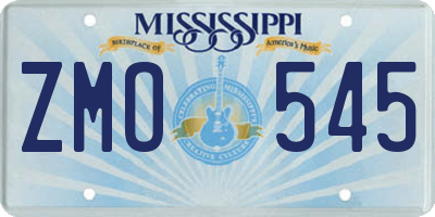 MS license plate ZMO545