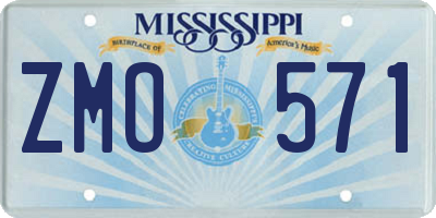 MS license plate ZMO571