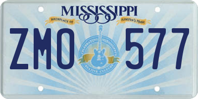 MS license plate ZMO577