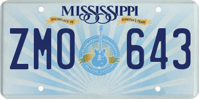 MS license plate ZMO643