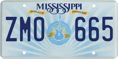 MS license plate ZMO665