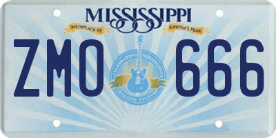 MS license plate ZMO666