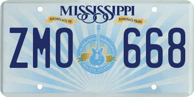 MS license plate ZMO668