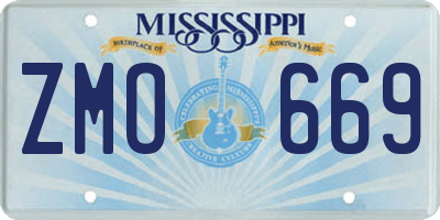 MS license plate ZMO669